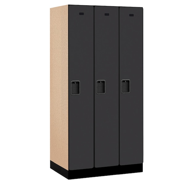 Wardrobe Locker, 36" W, 21" D, 76" H, (3) Wide, (3) Openings, Black